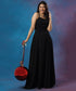Strappy Detailed Chiffon Black Maxi Dress